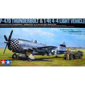   Tamiya P-47D Thunderbolt Bubbletop And 1/4-Ton 4X4 Light Vehicle Set makett