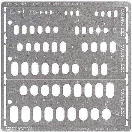 Tamiya Modeling Template (Rounded Rectangles 1-6mm)