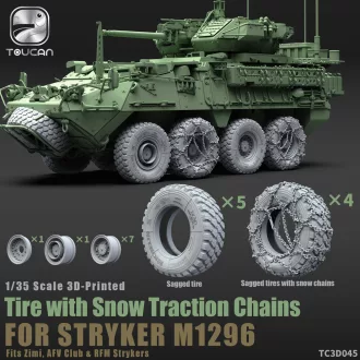   Toucan Model 3D-Printed Tire with Snow Traction Chains for STRYKER M1296 műgyanta harcjármű kiegészítő