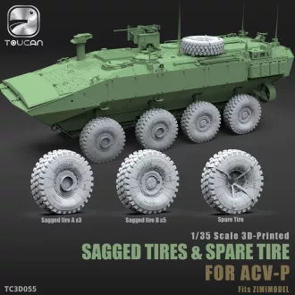   Toucan Model SAGGED TIRES & SPARE TIRE FOR ACV-P műgyanta harcjármű kiegészítő