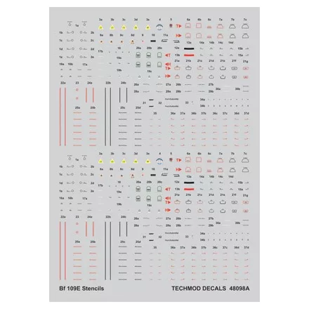 Techmod Stencils for Messerschmitt Bf 109E matrica