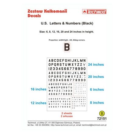 Techmod US Letters & Numbers (Black) matrica