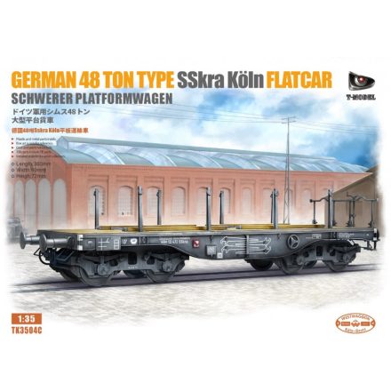 T-Model German 48 tons SSkra Köln Flatcar Schwerer Platformwagen makett