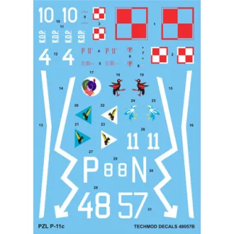 Techmod PZL P.11c makett matrica