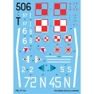 Techmod PZL P.11c makett matrica