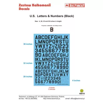 Techmod U.S. Letters & Numbers black makett matrica