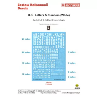 Techmod U.S. Letters & Numbers white makett matrica