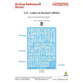 Techmod U.S. Letters & Numbers white makett matrica