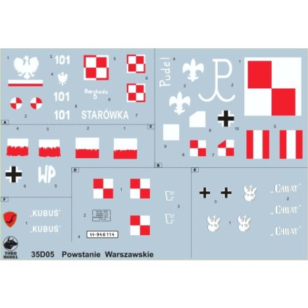 Toro Model Warsaw's Uprising 1944 Insurgent armoured vehicles matrica