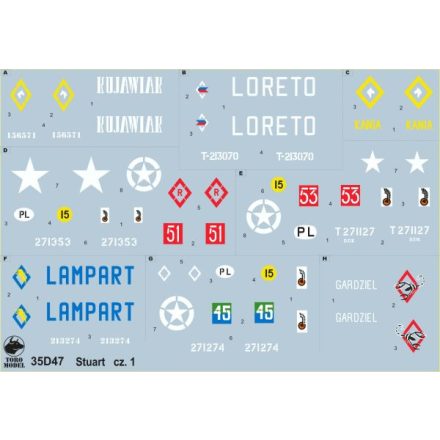 Toro Model Light tank Stuart in Polish service v.1 matrica