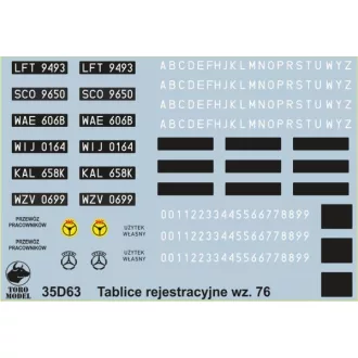   Toro Model Polish civilian vehicles Registration numbers 1976-2000 matrica
