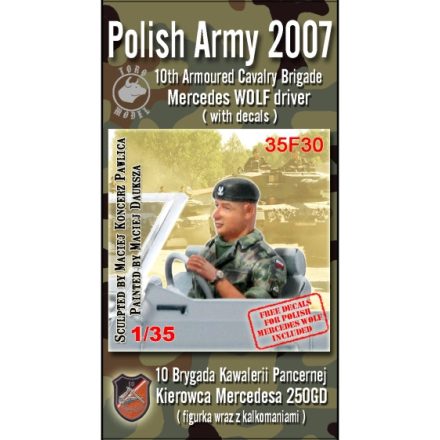 Toro Model Polish 10th Armoured Cavalry Brigade Mercedes WOLF driver Resin figurine with decals makett