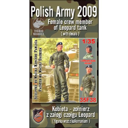 Toro Model Polish 10th Armoured Cavalry Brigade Female crew member of Leopard tank Resin figurine with decals Two different heads included makett