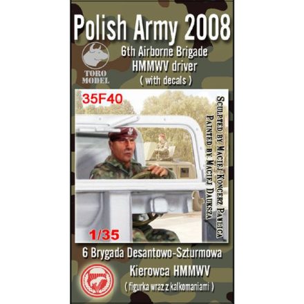 Toro Model Polish 6th Airborne Brigade HMMWV driver Resin figurine with decals makett