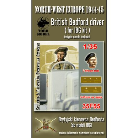Toro Model NWE 1944-45 British Bedford driver Two different heads included Resin figurine with decals and PE insignia for IBG Bedford kit makett