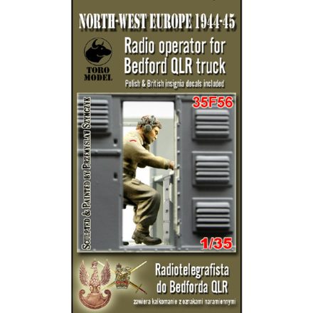 Toro Model NWE 1944-45 Radio operator for Bedford QLR Resin figurine with Polish & British insignia decals for IBG Bedford kit makett