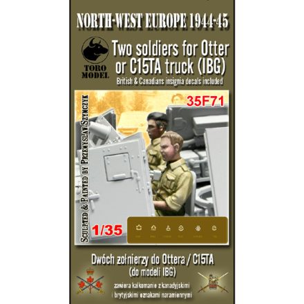 Toro Model NWE 1944-45 Two soldiers for Otter or C15TA truck Resin figurines with British & Canadian insignia decals for IBG kits makett