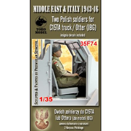 Toro Model MTO 1943-46 Two Polish soldiers for C15TA truck or GM Otter AC Resin figurines with insignia decals for IBG kits makett