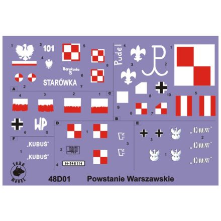 Toro Model Warsaw's Uprising 1944 Insurgent armoured vehicles matrica