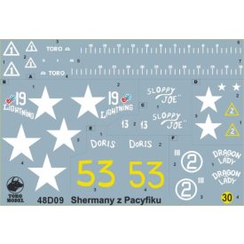 Toro Model PTO Sherman tanks matrica