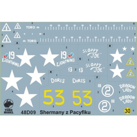 Toro Model PTO Sherman tanks matrica