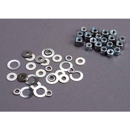 Traxxas Nut set, lock nuts (3mm (11) and 4mm(7)) & washer set