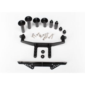   Traxxas Body mount, front & rear (black)/ body posts, 52mm (2), 38mm (2), 25mm (2), 6.5mm (2)/ body post extensions (4)/ hardware