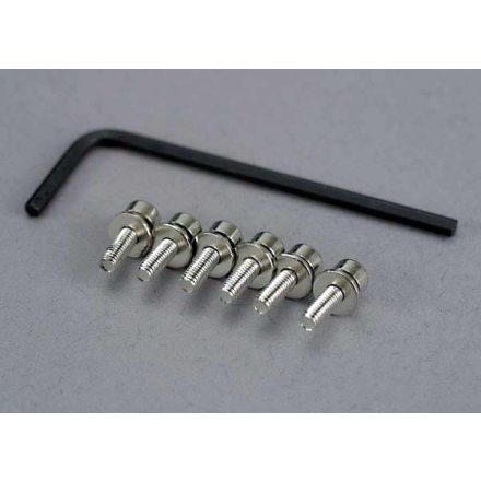 Traxxas Screws, 3x10mm cap-head machine (hex drive) (6)/ lock washers (6)/ hex wrench