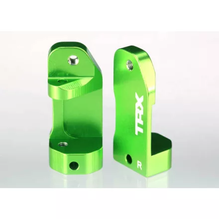 Traxxas Caster blocks, 30-degree, green-anodized 6061-T6 aluminum (left & right)/ suspension screw pin (2)