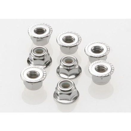 Nuts, 4mm flanged nylon locking
