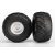 Traxxas Tires & wheels, assembled, glued (satin chrome wheels, Terra Groove dual profile tires, foam inserts) (nitro rear/ electric front) (2)