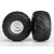 Traxxas Tires & wheels, assembled, glued (satin chrome wheels, Terra Groove dual profile tires, foam inserts) (nitro rear/ electric front) (2)