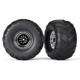   Traxxas Tires & wheels, assembled, glued (chrome wheels, Terra Groove dual profile tires, foam inserts) (nitro rear/ electric front) (2)