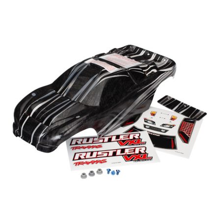 Traxxas Body, Rustler® VXL, ProGraphix® (replacement for the painted body. Graphics are printed, requires paint & final color application)/decal sheet/ wing and aluminum hardware