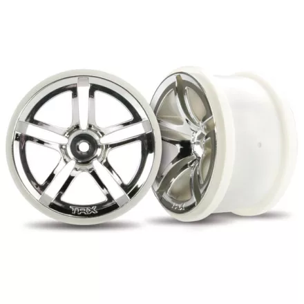 Traxxas Wheels, Twin-Spoke 2.8" (chrome) (2WD electric rear) (2)