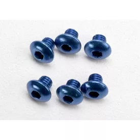   Traxxas Screws, 4x4mm button-head machine, aluminum (blue) (hex drive) (6)
