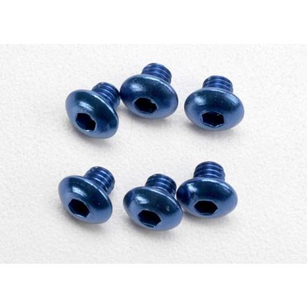 Traxxas Screws, 4x4mm button-head machine, aluminum (blue) (hex drive) (6)