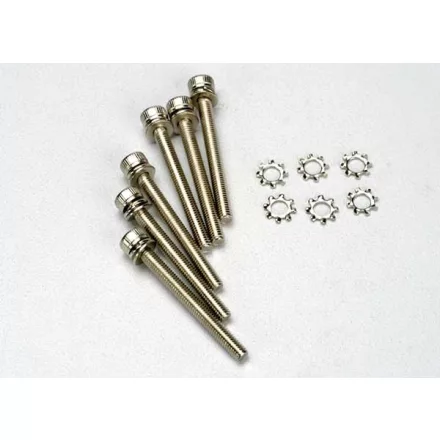 Traxxas Screws, 3x28mm cap-head machine (hex drive) (6)/ 3x6mm ELW (6)