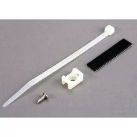   Traxxas  Attachment bracket, plug/ foam tape/tie wrap/ 3x10mm wst screw (old style, replace with 4132)