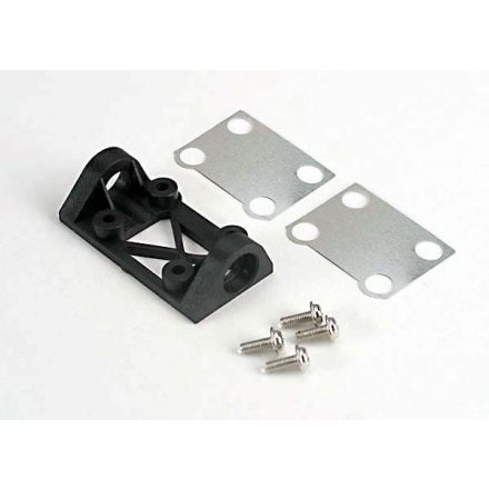 Traxxas Bearing block, front (supports front shaft)/belt tension adjustment shims (front/ middle)/ screws
