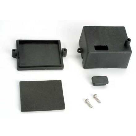 Traxxas Box, receiver/ x-tal access rubber plug/ adhesive foam chassis pad