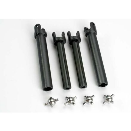 Traxxas Half shafts, long (heavy duty) (external-splined (2) & internal-splined (2))/ metal u-joints (4)