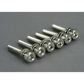   Traxxas Screws, 3x15mm cap-head machine (hex drive) (with split and flat washers) (6)
