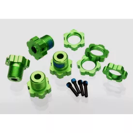   Traxxas Wheel hubs, splined, 17mm (green-anodized) (4)/ wheel nuts, splined, 17mm (blue-anodized) (4)/ screw pins, 4x13mm (with threadlock) (4)
