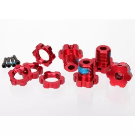   Traxxas Wheel hubs, splined, 17mm (red-anodized) (4)/ wheel nuts, splined, 17mm (red-anodized) (4)/ screw pins, 4x13mm (with threadlock) (4)