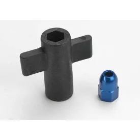   Traxxas  Antenna crimp nut, aluminum (blue-anodized)/ antenna nut tools