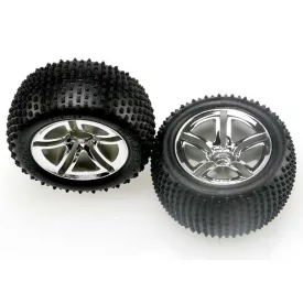   Traxxas Tires & wheels, assembled, glued (2.8") (Twin-Spoke wheels, Alias® tires, foam inserts) (nitro rear) (2)