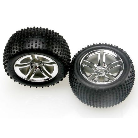 Traxxas Tires & wheels, assembled, glued (2.8") (Twin-Spoke wheels, Alias® tires, foam inserts) (nitro rear) (2)