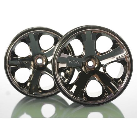 Traxxas Wheels, All-Star 2.8" (black chrome) (nitro rear/ electric front) (2)