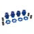 Traxxas Wheel hubs, splined, 17mm, short (2), long (2)/wheel nuts, splined, 17mm (4) (blue-anodized)/ hub retainer M4x0.7 (4)/axle pin (4)/wrench, 5mm